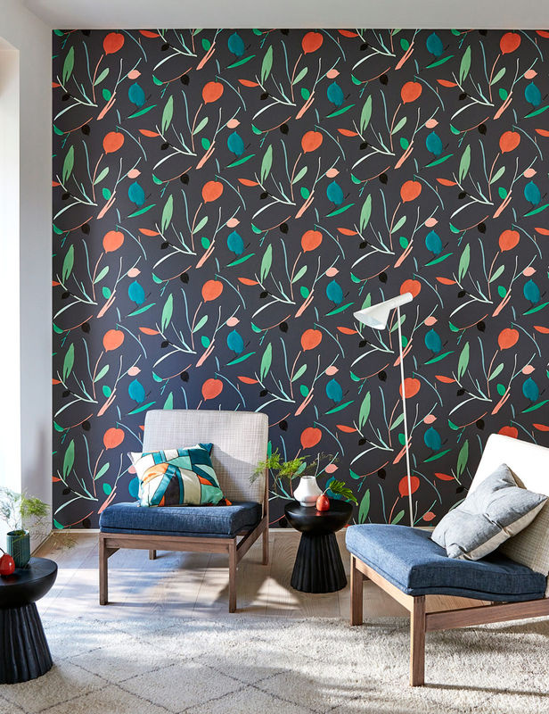 Scion Tapete Oxalis Pimento/Marine in Grau und Multicolour mit floralem Botanical-Design aus Vlies - Bild 3
