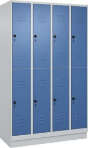 C+P Doppelstock-Spind Classic PLUS mit Sockel, 4 Abteile, Farbe Fernblau RAL 5023, H x B x T: 195 x 120 x 50 cm - Bild 1