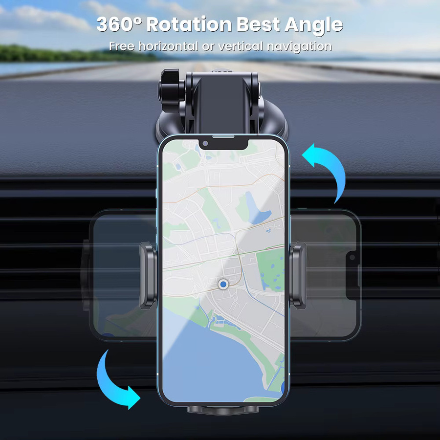TOPK 3-in-1 Autotelefonhalterung in Schwarz, universelle Halterung für Armaturenbrett und Lüftungsschlitz als Freisprechständer für dein iPhone - Bild 3