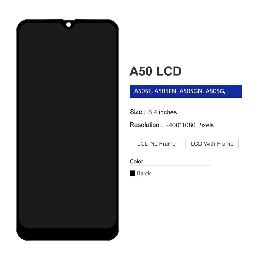 Samsung A50 LCD-Display mit Touchscreen Digitizer und Rahmen in Schwarz - Bild 2