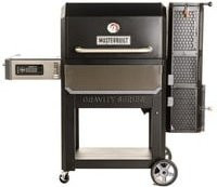 Masterbuilt Gravity FED 1050 Holzkohlegrill und Smoker in Schwarz mit Thermometer und Gusseisen-Komponenten - Bild 1