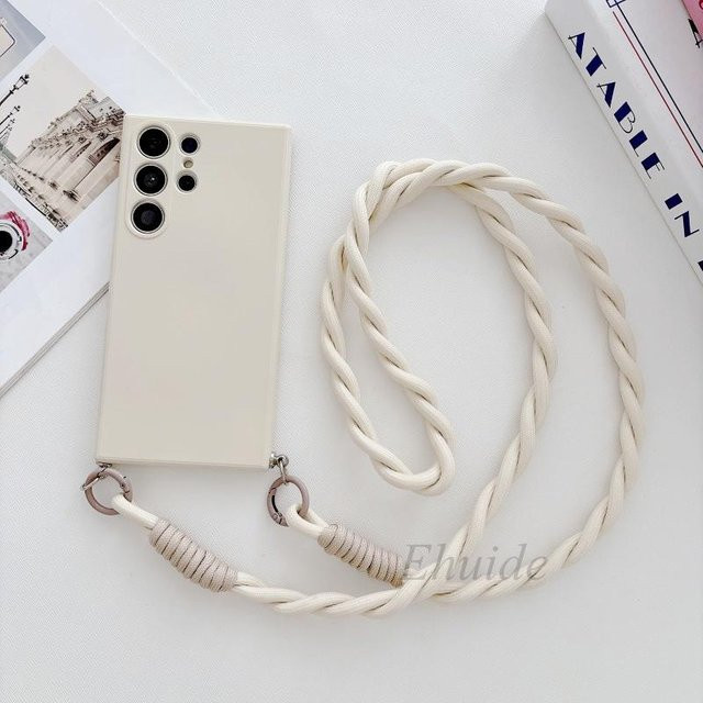 Stoßfeste Silikonhülle mit Crossbody-Lanyard für Samsung Galaxy S26 S25 S24 S23 S22 S21 FE A56 A55 A16 in Schwarz, Braun, Grün oder Weiß - Bild 1