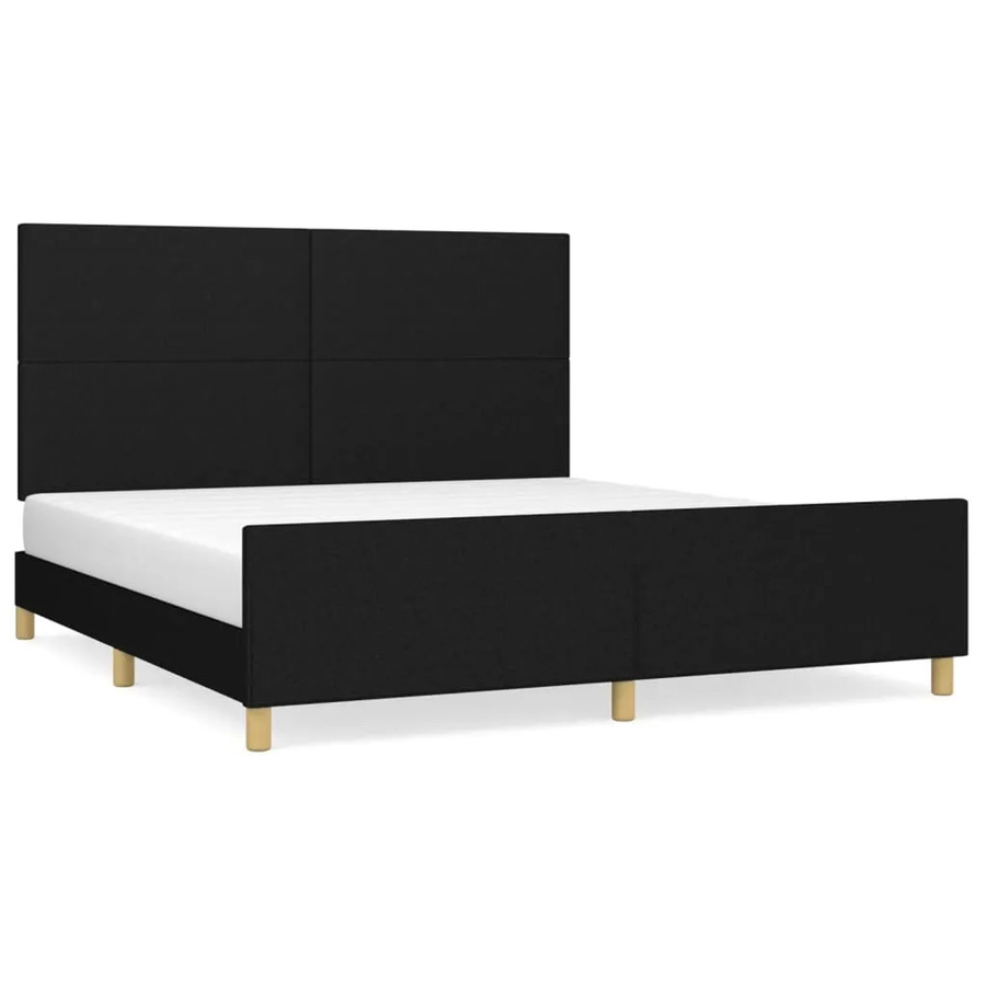 vidaXL Bettgestell mit Kopfteil in Schwarz aus Stoff und Holz, B/T/H: 160 x 200 x 128 cm - Bild 2