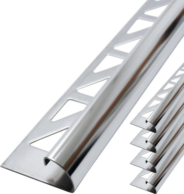 Dalsys Fliesenschiene Viertelkreis aus Edelstahl poliert in Silber, B/H: 5 x 8 mm, Länge: 2,5 m - Bild 1