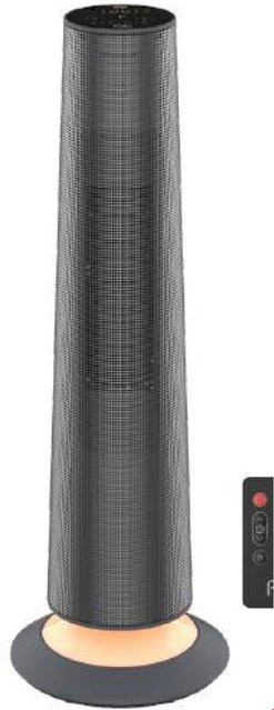 Fakir HT 1200 Turmheizlüfter in Anthrazit mit Thermostat und Licht - Bild 1