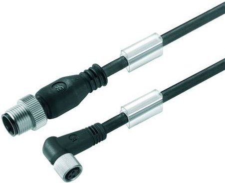 Weidmüller Sensor-Aktor-Steckverbinder M12 konfektioniert, Stecker gerade und Buchse gewinkelt, Schwarz, Länge: 10,00 m - Bild 1