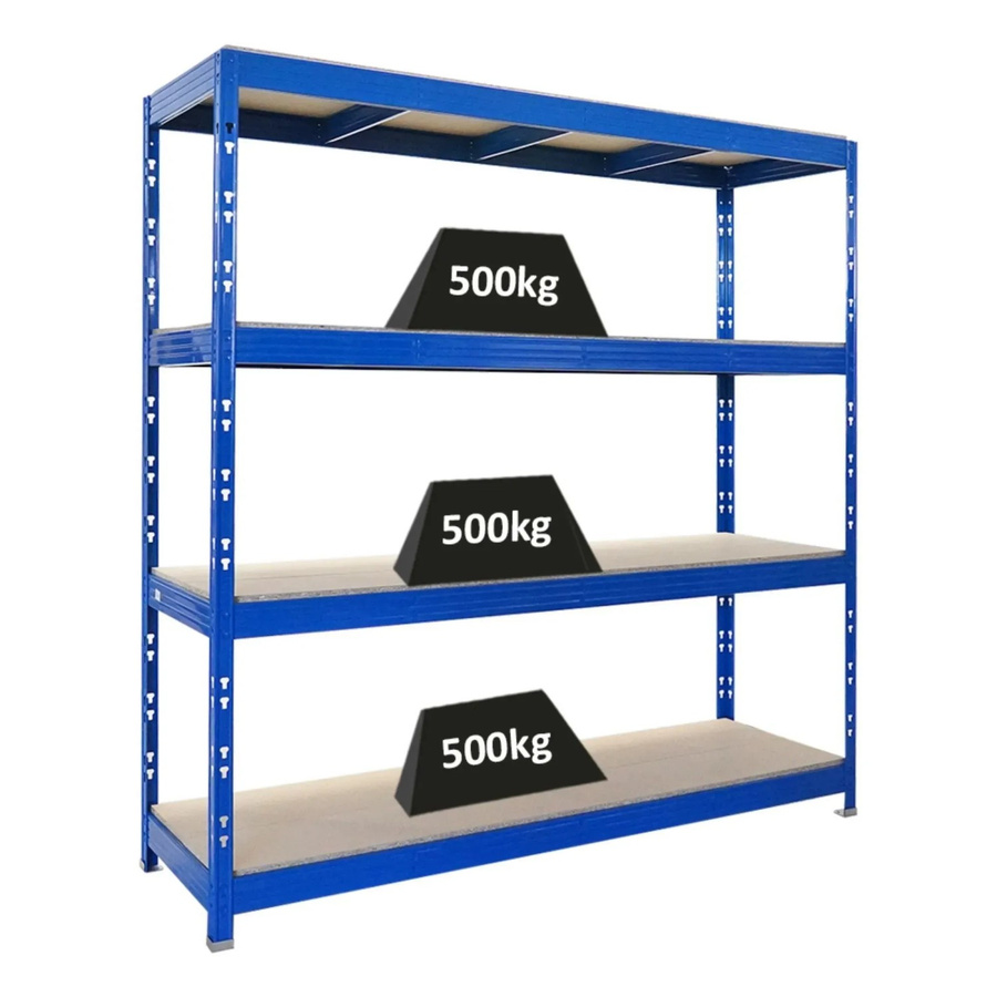PROREGAL Rhino Profi Schwerlastregal Blau mit 4 Spanplatten-Ebenen, H x B x T: 200 x 200 x 60 cm - Bild 2