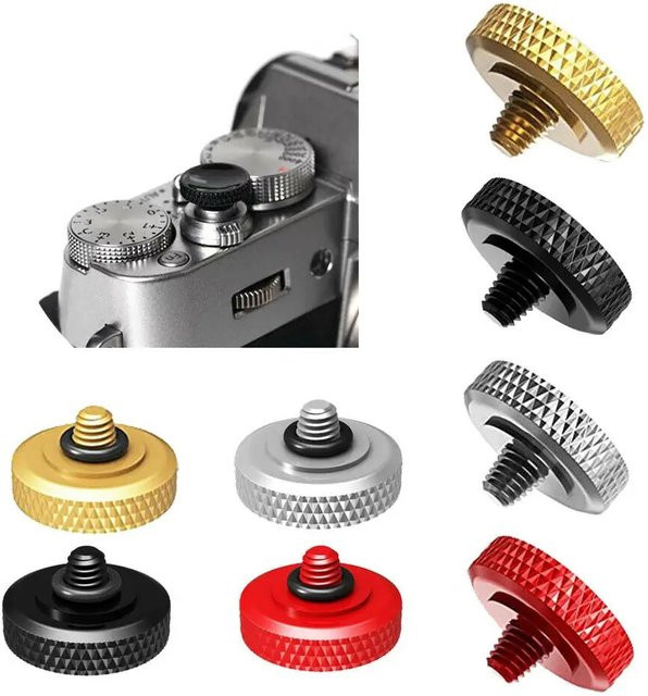 Goldener konkaver weicher Auslöser aus Kupfer für Fujifilm, Leica, Nikon, Minolta und Olympus Kameras - Bild 1