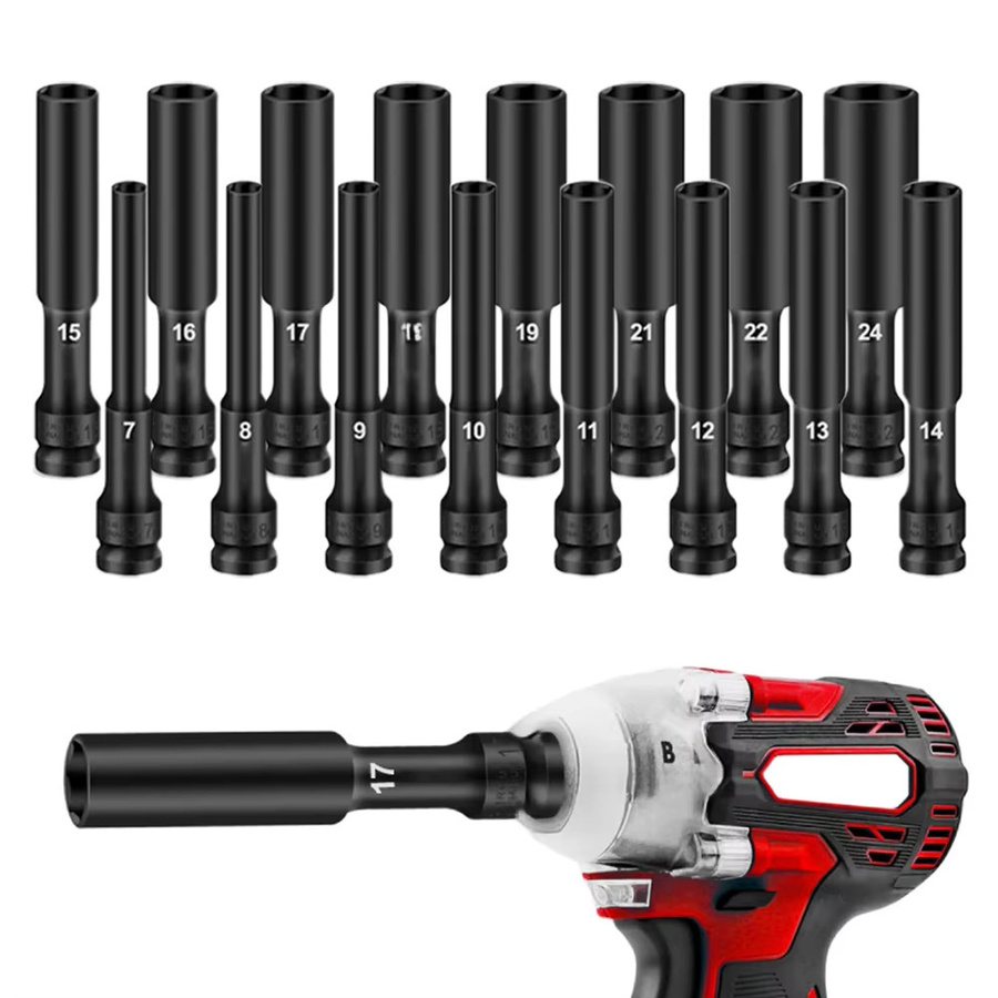Vibratite Deep Impact Hex Socket Bit Extra Deep für 1/2 Zoll Antrieb, 8-24mm, Schwarz - Bild 5