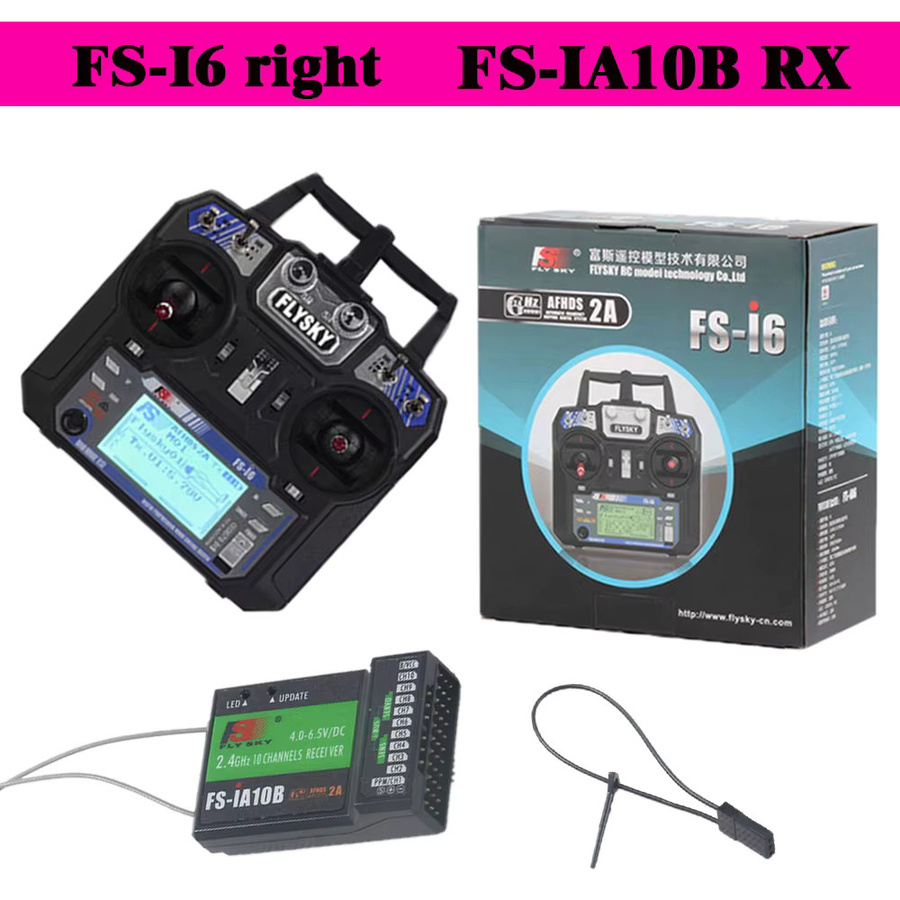Fly Sky FS-i6 2,4G 6CH Fernbedienung in Schwarz kompatibel mit IA6B IA6 IA10B Empfängern für RC-Drohnen, Flugzeuge und Hubschrauber - Bild 3