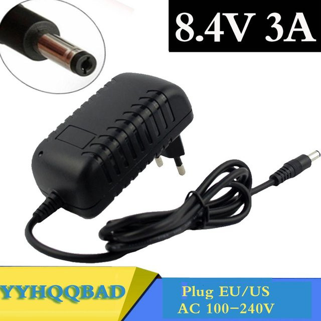 YYHQQBAD DC Netzteil Adapter Ladegerät für 7,2 V 7,4 V 8,4 V 18650 Li-Ion und Li-Po Akkus mit DC5525 Barrel Plug in Schwarz - Bild 1