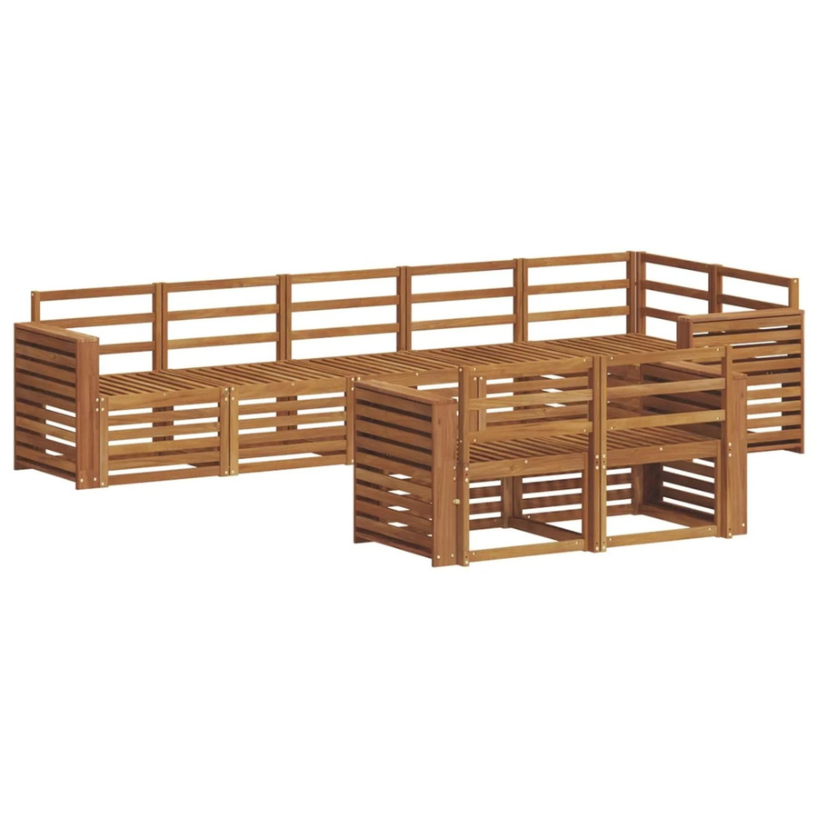 vidaXL Sofagarnitur 8-teilig aus Massivholz Akazie in Natur Braun im L-Shape Design - Bild 2