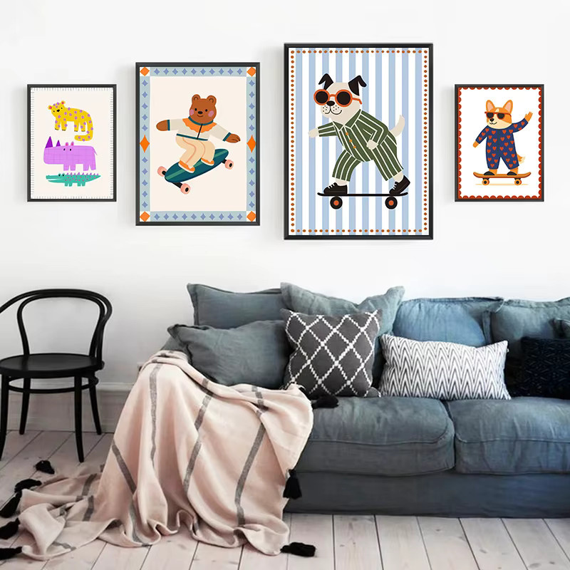 Potdemiel Boho Fantasy Wandkunst Leinwand Poster mit Tieren für das Kinderzimmer in Mehrfarbig - Bild 3