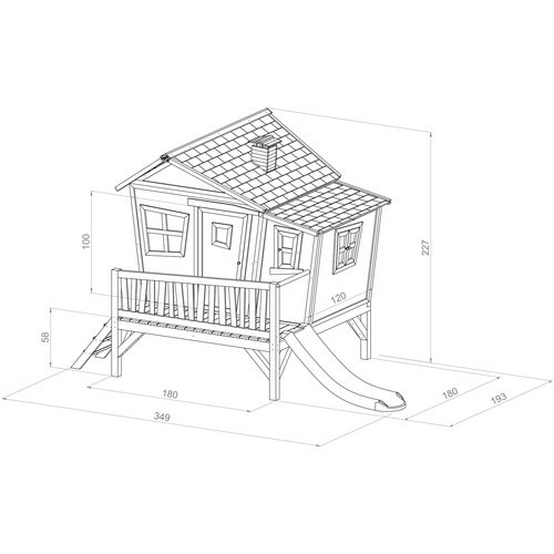 Axi Spielturm Emma aus Holz in Braun, Weiß und Grau mit Rutsche, B/H/T: 349 x 227 x 193 cm - Bild 3