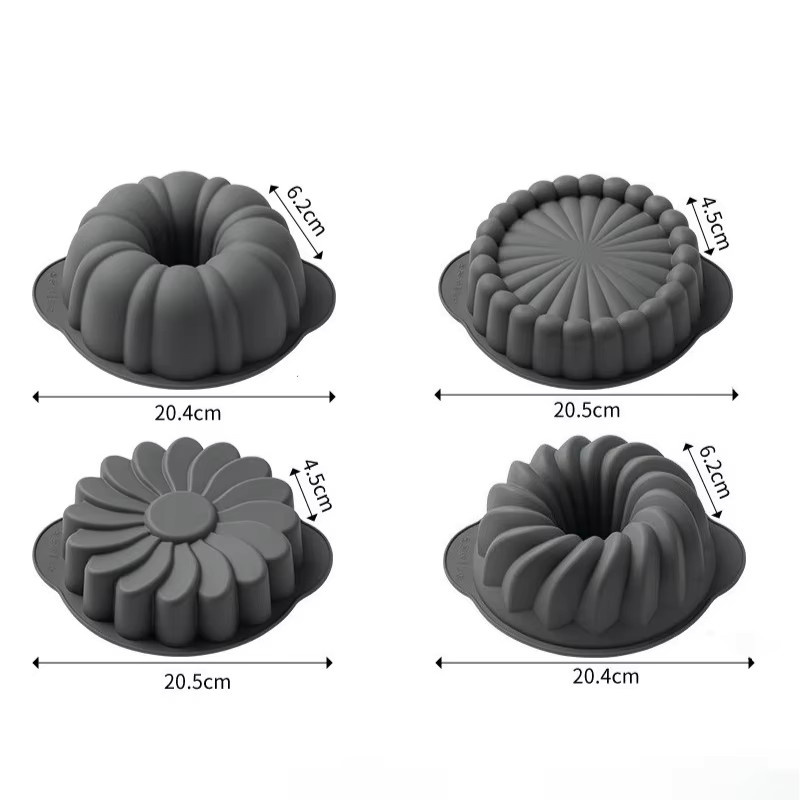 Silikon-Kuchenform in Sonnenblumen-Design, graue Backform für Mousse und Kuchen, hochtemperaturbeständig - Bild 5