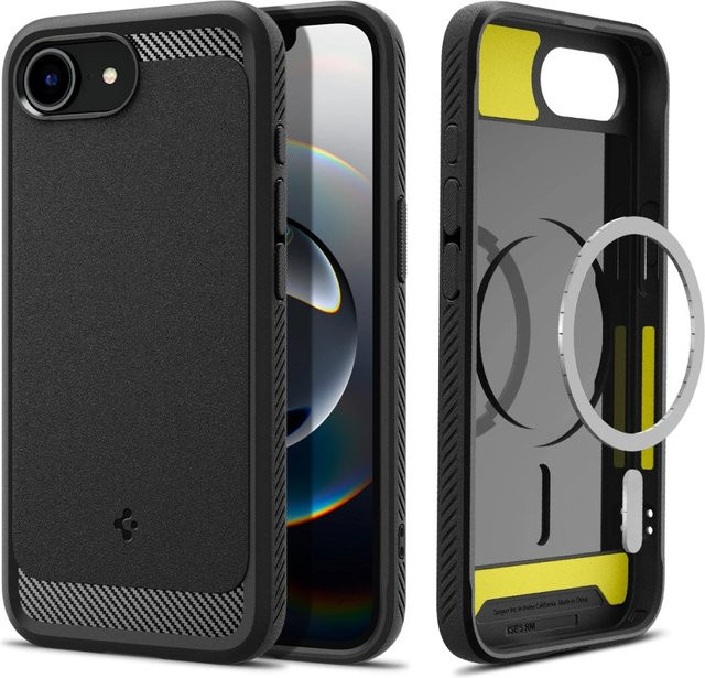 Spigen Rugged Armor MagSafe Schutzhülle für Apple iPhone 17e und iPhone 16e, Matt Schwarz - Bild 1