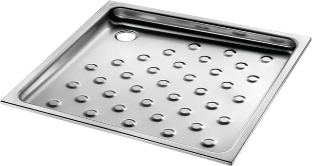 Delabie Brausetasse aus Edelstahl 1.4301 in Silber, satiniert, Einbauhöhe: 6 cm, Breite: 70 cm, Tiefe: 70 cm - Bild 1