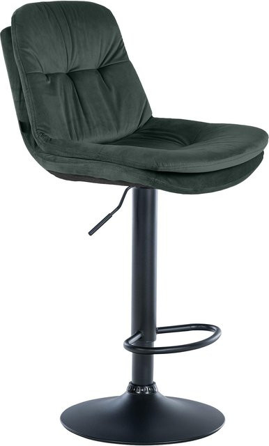CLP Barhocker Laurel mit Samtbezug, höhenverstellbarer und drehbarer Barstuhl mit Rückenlehne und Fußstütze in modernem Design - Bild 1