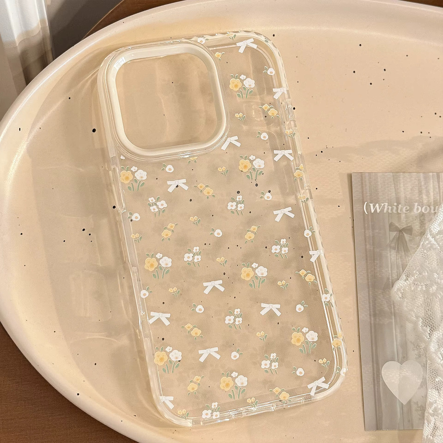 MUQGEW Transparente Handyhülle mit gelben Blumen für iPhone 12 bis 16 Pro Max, stoßfeste Schutzhülle - Bild 3