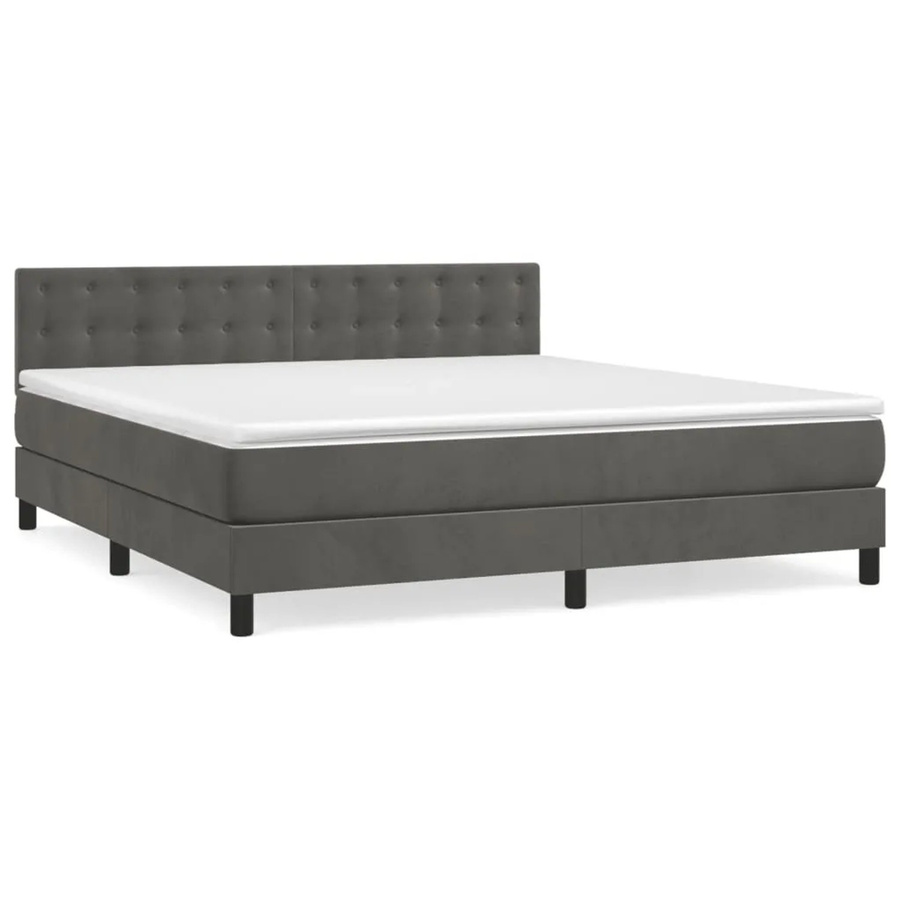 vidaXL Boxspringbett mit Matratze in Dunkelgrau aus Samt, Hybrid-Modell mit Taschenfederkern, B/T: 160 x 200 cm - Bild 2