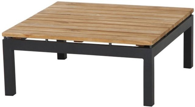 Siena Garden Alvida Loungetisch aus Aluminium und Teakholz in Anthrazit/Natur, B/T/H: 74 x 74 x 30 cm - Bild 1