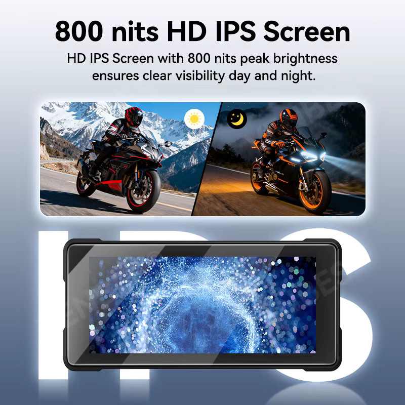 VENBES Motorrad Wireless CarPlay und Android Auto Navigationssystem mit 6,86 Zoll HD-Touchscreen, GPS, Bluetooth, WiFi und Dual Digitaler Videorekorder, Schwarz - Bild 3