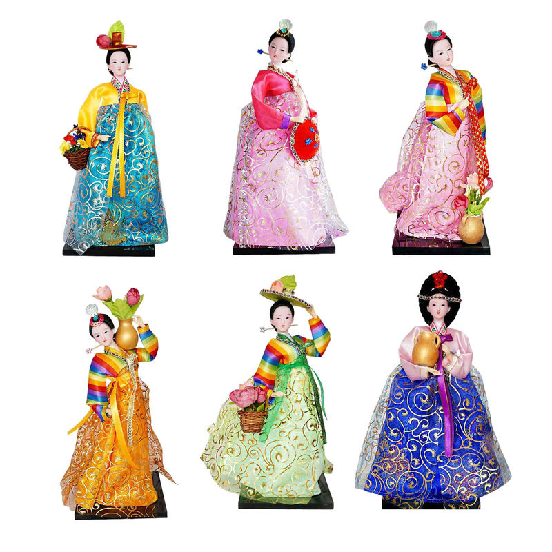 Kesoto Koreanische Geisha Figur in Hanbok mit floralem Design, mehrfarbig, Höhe: 30,48 cm - Bild 2