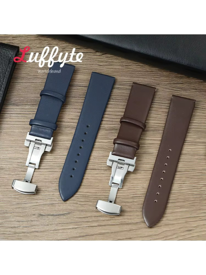 luffyte Uhrenarmband Kunstleder, Edelstahl-Schmetterlingsschnalle, Unisex - Bild 2