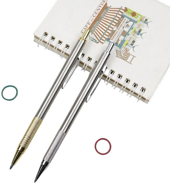 ZiViMi Set aus 2 mechanischen Metallbleistiften mit 2,0 mm Mine und 2 Stück 2B Graphitminen in Silber - Bild 1