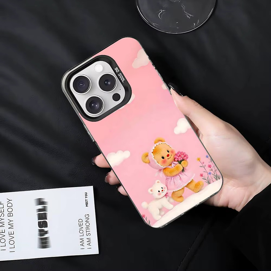 Mesuca Kawaii B-Butterbear Handyhülle für iPhone 15 14 13 12 11 Pro Max Plus XR XS 7 8 in Pink - Bild 5