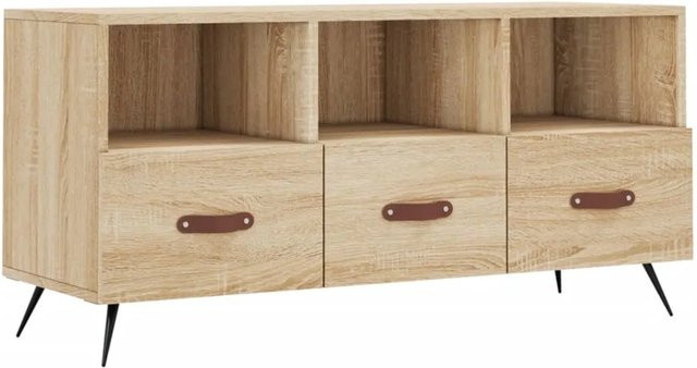 vidaXL TV-Schrank Sonoma-Eiche in Braun aus Holzwerkstoff und Eisen, B/T/H: 102 x 36 x 50 cm - Bild 1