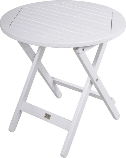 DELUKE Gartentisch BRIGIT Beistelltisch aus Eukalyptus Holz in Weißgrau, B/T/H: 50 x 50 x 50 cm - Bild 1