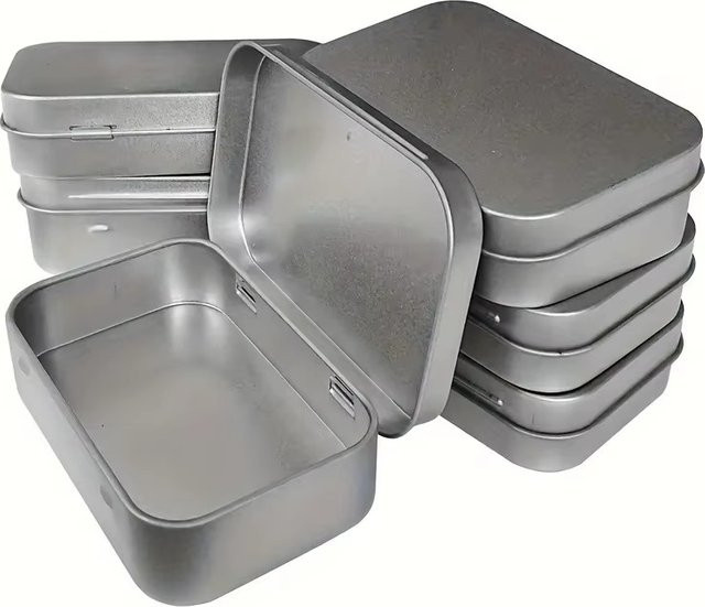 PGY Aluminium-Aufbewahrungsboxen mit Deckel aus Metall in Silber, Set aus 6 bis 12 rechteckigen Metallbehältern zur Organisation kleiner Gegenstände - Bild 1