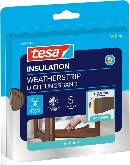 tesa Insulation Dichtungsband I-Profil aus Schaumstoff, selbstklebend, Braun, 6 m - Bild 1