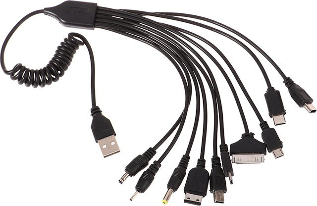 10 in 1 Micro USB Multi Pin Multifunktions-Datenkabel und Universal USB Adapter in Schwarz - Bild 1