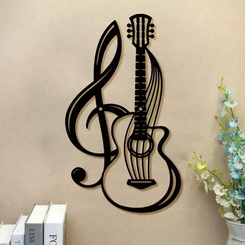 HELLOYOUNG Metall Wanddekoration mit Musiknoten und Violine in Schwarz - Bild 1