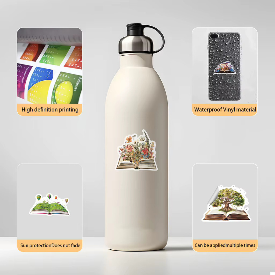 50 Stück Buchwelt Graffiti Aufkleber von BulingBulingStickers Store, wasserfeste Dekoration in Multicolor für Briefpapier, Wasserbecher und Telefon - Bild 5