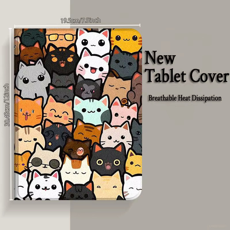 Xiaomi Tablet Hülle mit Cartoon Katze und Blumen für Redmi Pad 5 6 6s 7 7s SE Pro Plus Max 11 12,4 Zoll Multicolor - Bild 2