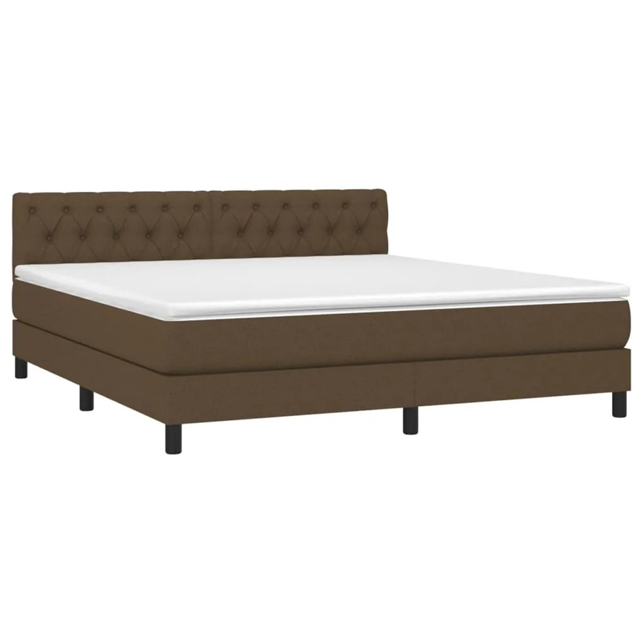 vidaXL Boxspringbett mit Matratze in Dunkelbraun, Hybridbett mit LED-Unterbettbeleuchtung und USB-Ladeport, B/T: 160 x 200 cm - Bild 2
