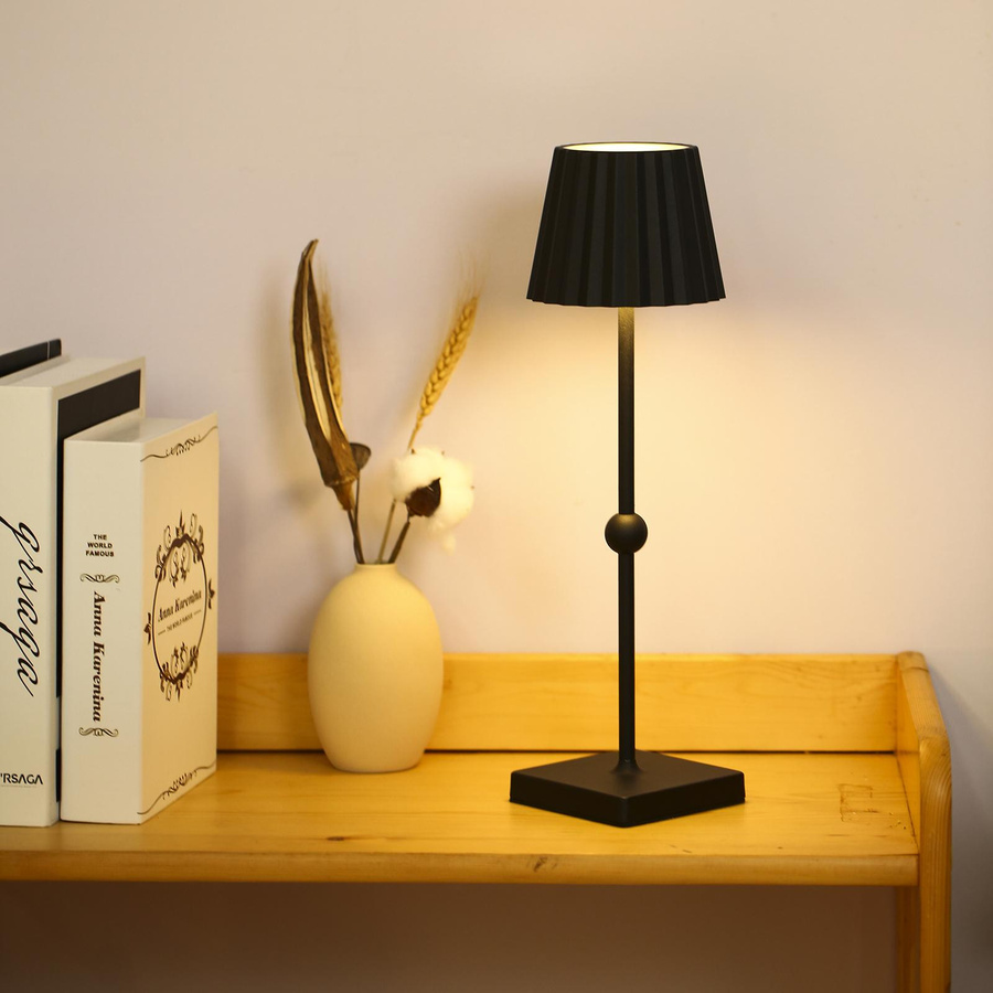 TOMTOP JMS Schreibtischlampe Schwarz, dimmbare und höhenverstellbare Nachttischlampe mit Touch-Funktion, wiederaufladbare Augenpflege-Leuchte für Schlafzimmer und Home-Office - Bild 3