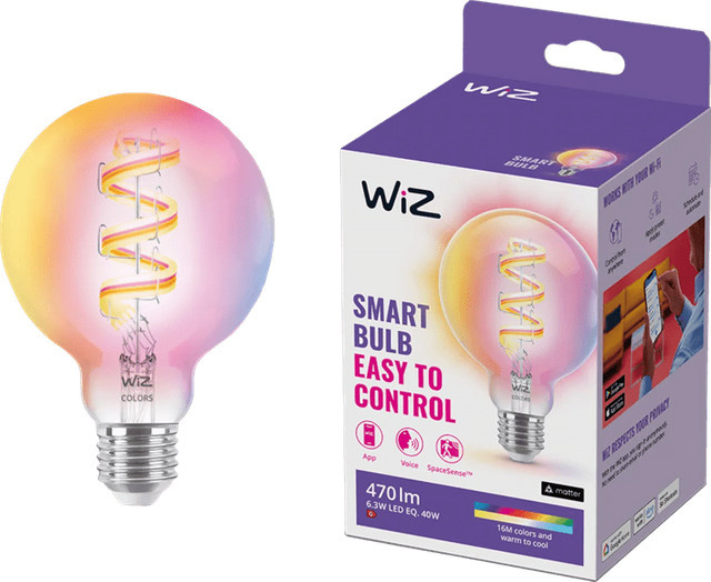WiZ Smart LED Filament Lampe Globe G95 E27 White & Color, dimmbar, Transparent - Bild 1