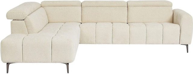 Vente-unique Relaxsofa Caldoria in Beige, L-Form mit Stoffbezug und Metallrahmen, Breite: 292 cm - Bild 1