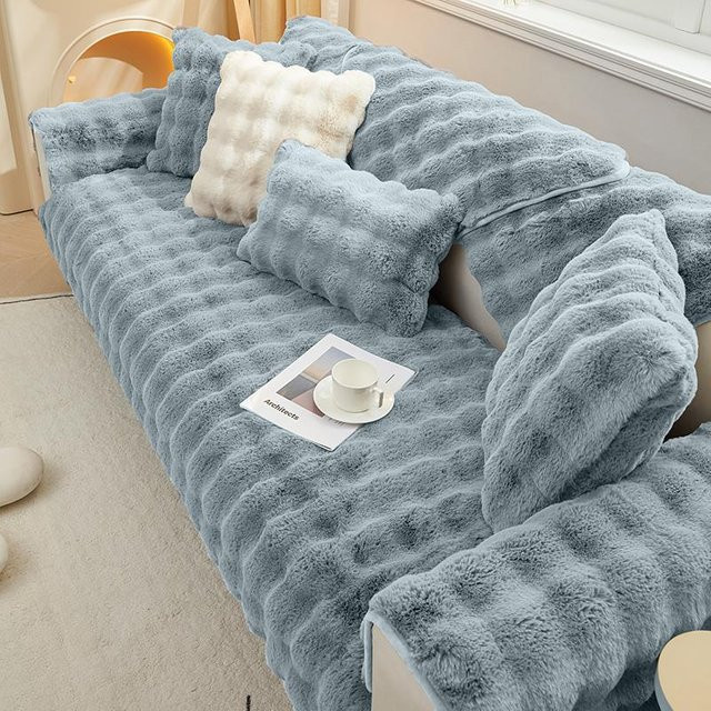 Super Six Kaninchen Plüsch Sofa Schonbezug Universal Non-slip in Lichtgrau, 70 x 70 cm - Bild 1
