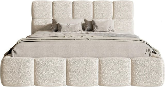 Selsey Polsterbett Cloudy mit Bettkasten in Hellbeige Bouclé, B/T/H: 140 x 200 x 218 cm - Bild 1