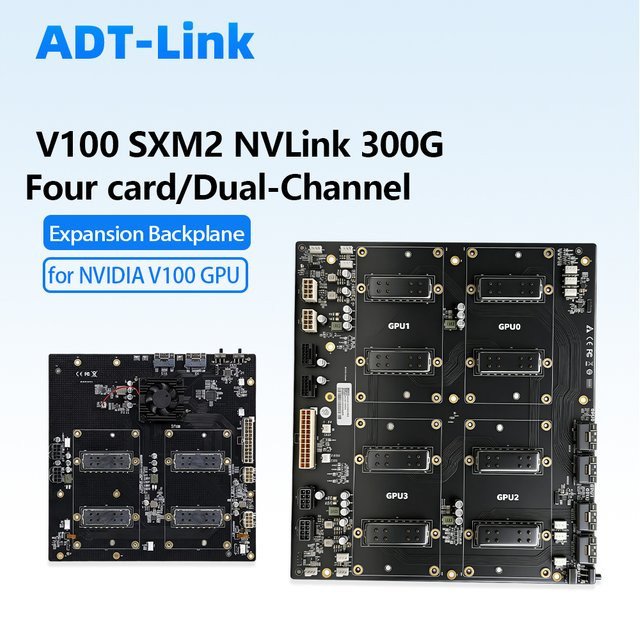 NVIDIA SXM2 NVLink 300G 4-Port 4-Wege Dual-Card Dual-Channel Pass-Through Erweiterungs-Backplane Adapterkarte in Schwarz - Bild 1