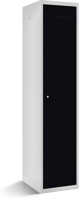 rotstahl Wäschesammelschrank mit Einwurfklappe in Lichtgrau und Schwarz, B/T/H: 40 x 50 x 180 cm - Bild 1