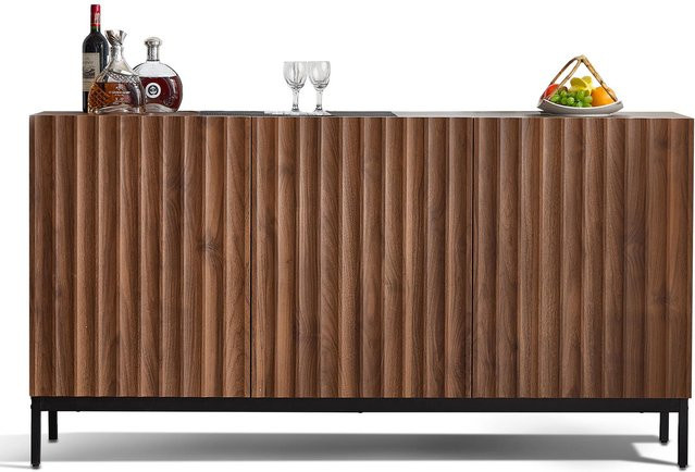 Sideboard im Mid-Century-Modern-Stil mit 3D-Wellendesign in Braun, B/T/H: 150 x 40 x 80 cm - Bild 1