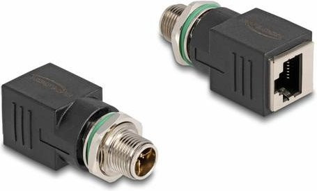 Delock Netzwerkadapter M12 auf RJ45 Ethernet LAN Schwarz - Bild 1