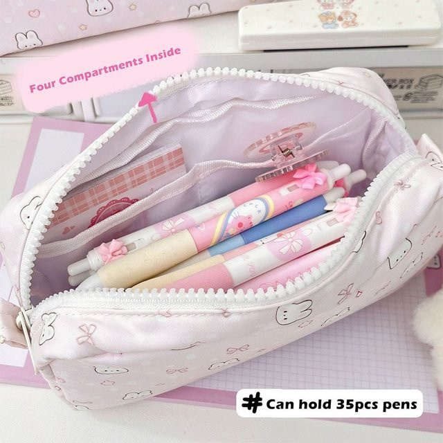Multifunktionale Aufbewahrungstasche für Schreibwaren mit Schleifenknoten-Design in Pink - Bild 1