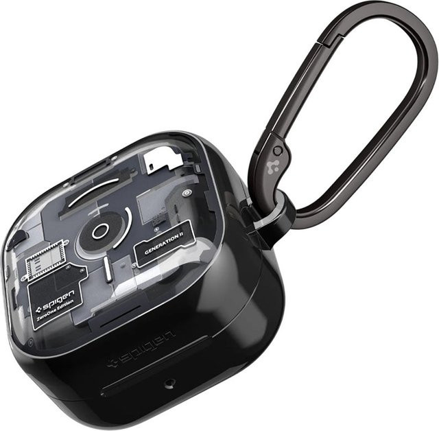 Spigen Ultra Hybrid Zero One Schutzhülle für Samsung Galaxy Buds4 Pro und Buds4 in Schwarz mit Schlüsselanhänger - Bild 1